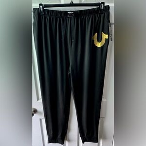 🆕 True Religion Men's Black Gold Logo Graphic Sleep Lounge Pants